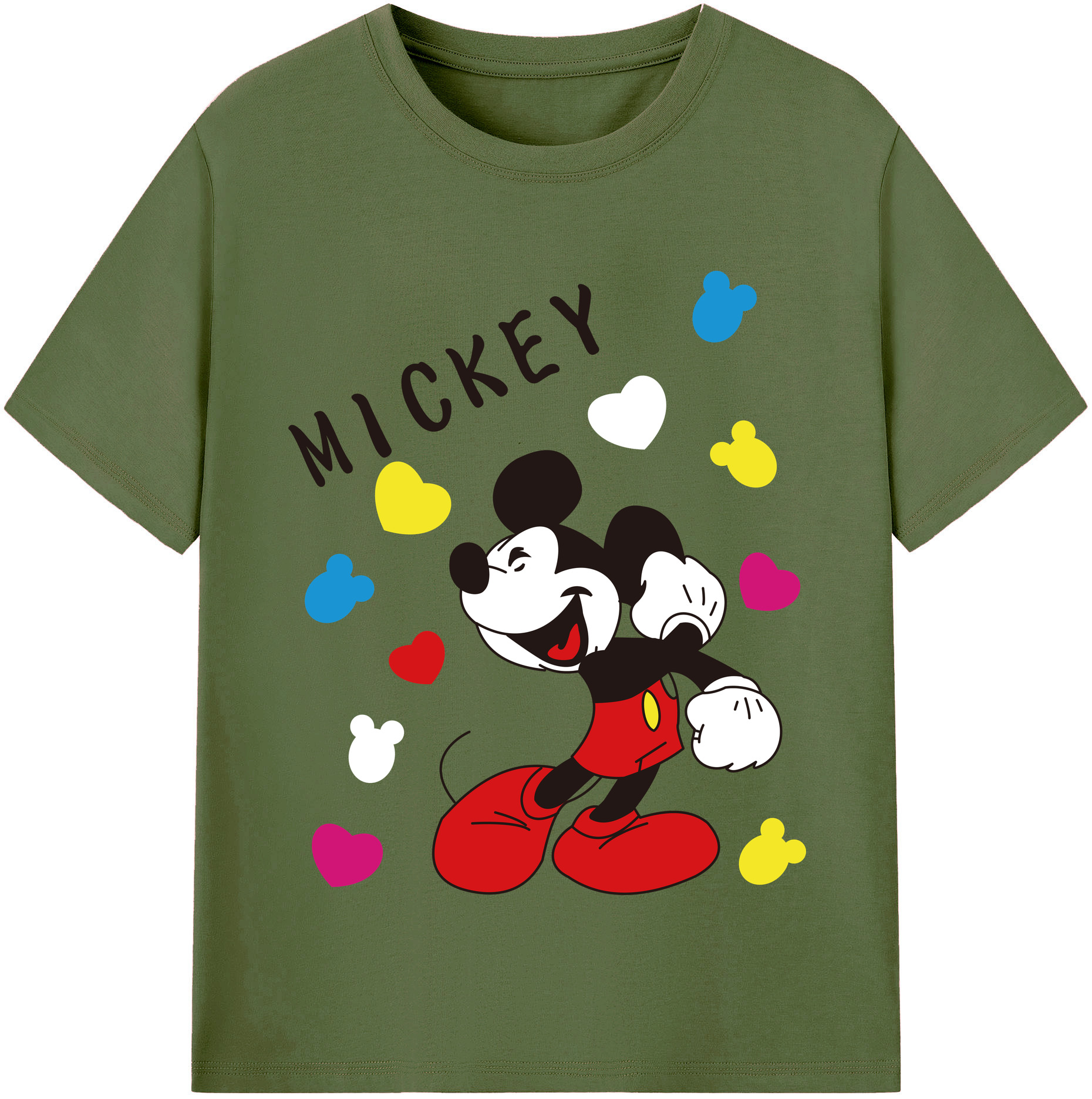 （画像用） ミッキーマウス Mickey Mouse 綿100％半袖Tシャツ（フロントプリント）